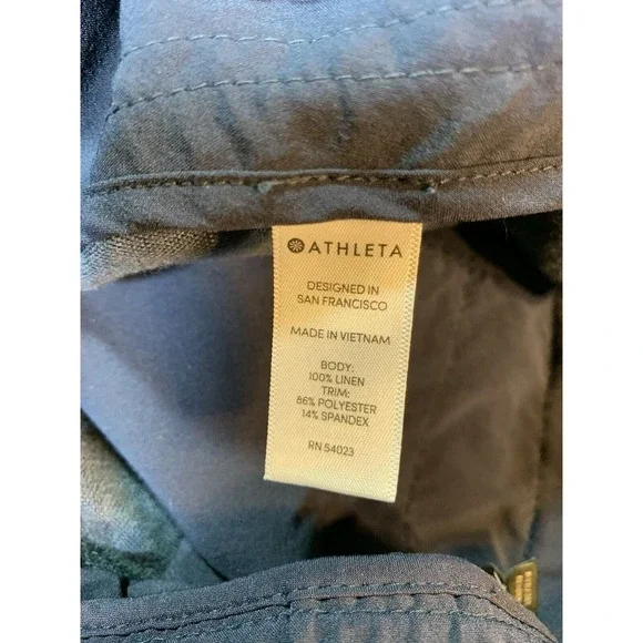 Athleta Linen Beachside‎ Bali Shorts Women's 8Blue Faded Camo 3" 211109 Pull On - Picture 5 of 12
